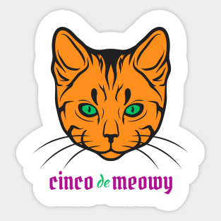 Cinco de Meow Cat! Cinco de Mayo Fun with Los Gatos! Sticker